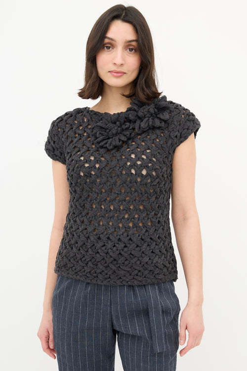 Brunello Cucinelli Crochet Flower Vest