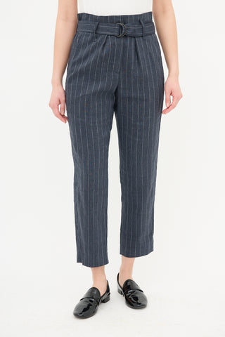 Brunello Cucinelli Pinstripe Belted Trouser