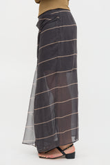 Brunello Cucinelli Silk Stripe Overlay Skirt
