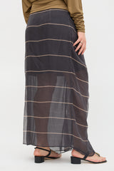 Brunello Cucinelli Silk Stripe Overlay Skirt