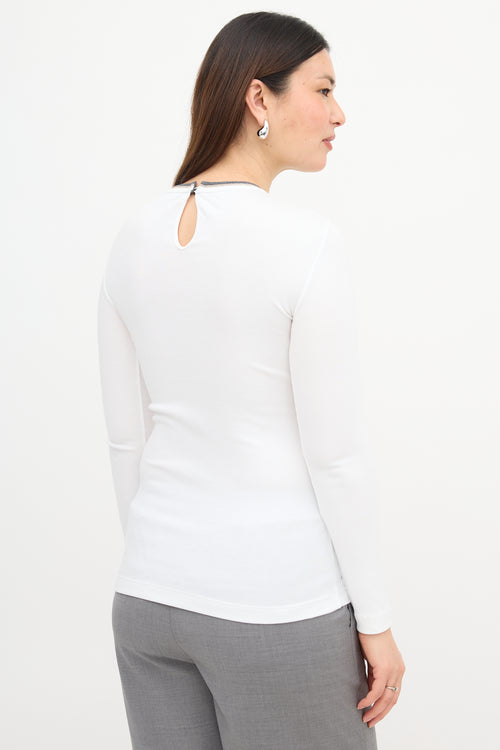 Brunello Cucinelli Monili Trim Ribbed Knit Top