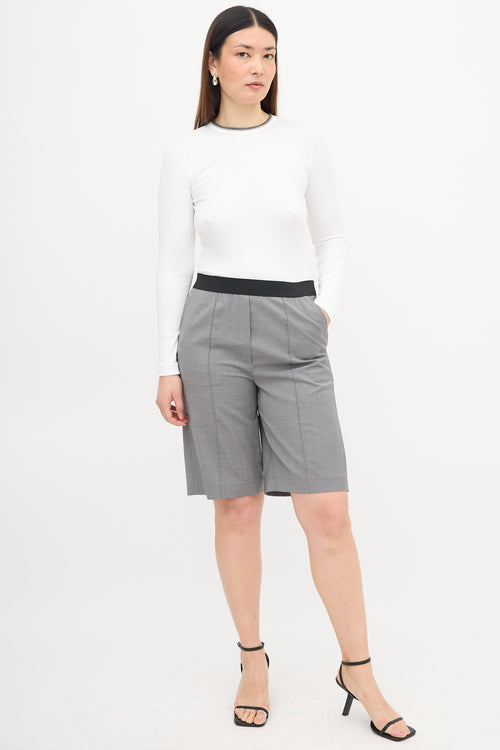 Brunello Cucinelli Monili Trim Ribbed Knit Top