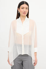Brunello Cucinelli Sheer Monili Yoke Blouse
