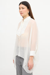 Brunello Cucinelli Sheer Monili Yoke Blouse
