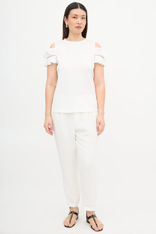 Brunello Cucinelli Ruffle Cold Shoulder T-Shirt