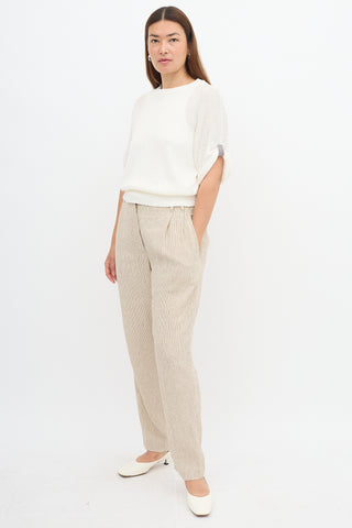 Brunello Cucinelli Linen Pinstripe Monili Trouser