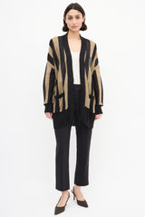 Brunello Cucinelli Black & Brown Linen & Silk Sequin Cardigan