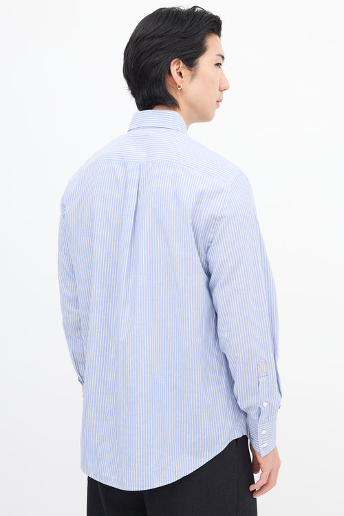 Brunello Cucinelli Blue & White Wide Pinstripe Shirt