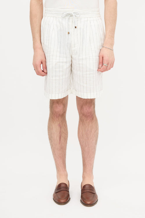 Brunello Cucinelli Linen Pinstripe Shorts