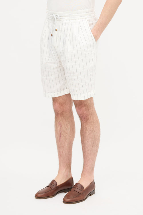 Brunello Cucinelli Linen Pinstripe Shorts