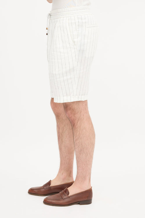 Brunello Cucinelli Linen Pinstripe Shorts