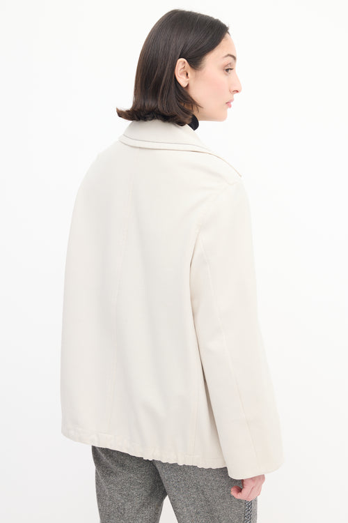 Brunello Cucinelli Cream Double Breasted Monili Trench Coat