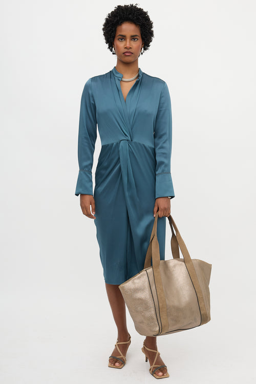 Brunello Cucinelli Metallic Leather Tote Bag