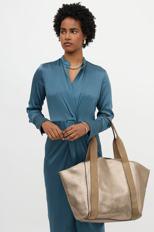 Brunello Cucinelli Metallic Leather Tote Bag