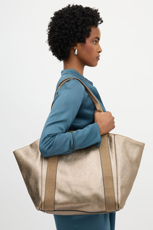 Brunello Cucinelli Metallic Leather Tote Bag