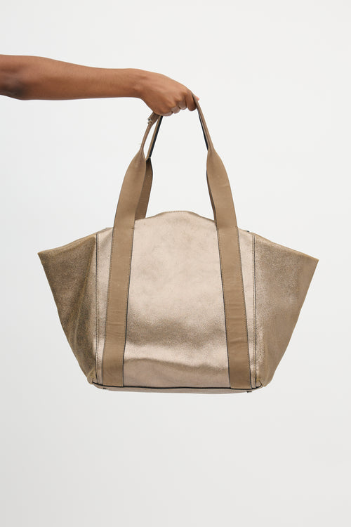 Brunello Cucinelli Metallic Leather Tote Bag