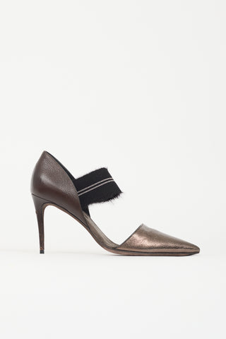 Brunello Cucinelli Leather & Monili D'Orsay Heel