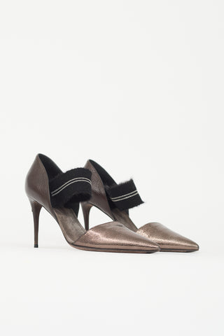 Brunello Cucinelli Leather & Monili D'Orsay Heel