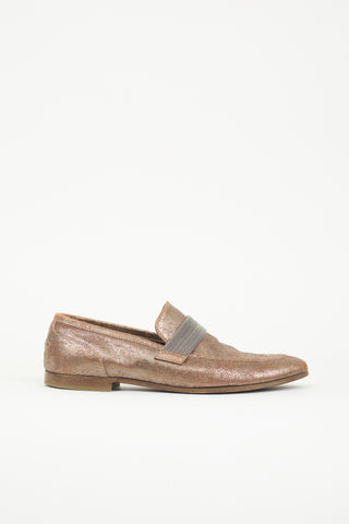 Brunello Cucinelli Metallic Suede Monili Loafer
