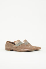 Brunello Cucinelli Metallic Suede Monili Loafer