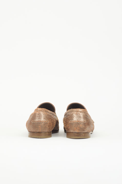 Brunello Cucinelli Metallic Suede Monili Loafer