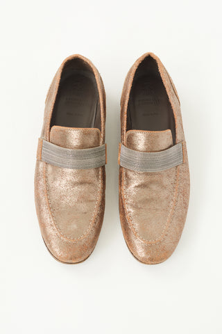 Brunello Cucinelli Metallic Suede Monili Loafer