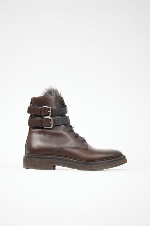 Brunello Cucinelli Leather & Fur Monili Boot