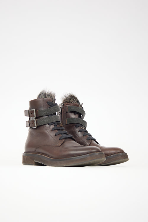 Brunello Cucinelli Leather & Fur Monili Boot