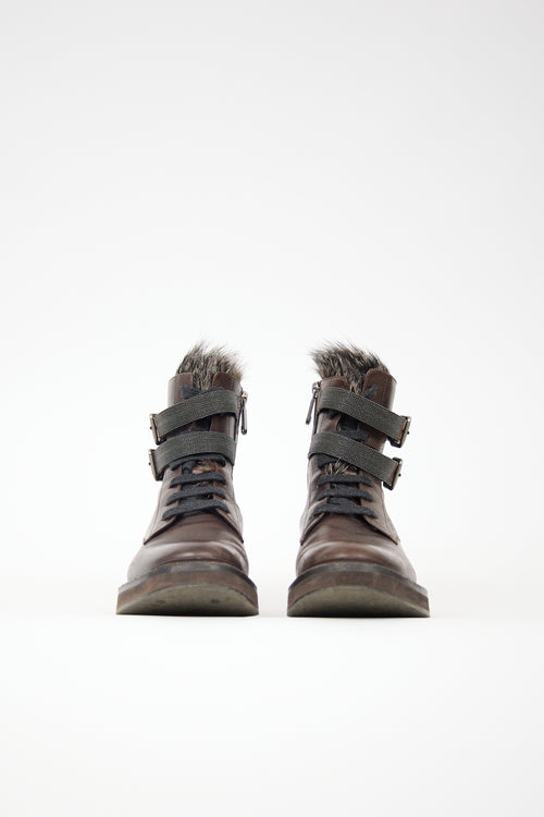 Brunello Cucinelli Leather & Fur Monili Boot