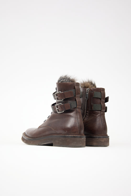 Brunello Cucinelli Leather & Fur Monili Boot