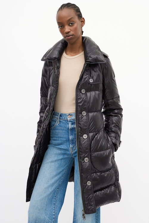 Burberry Brit Black Nylon Belted Down Puffer Coat