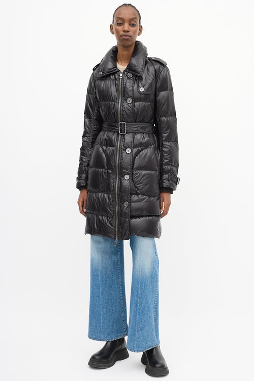 Burberry Brit Black Nylon Belted Down Puffer Coat