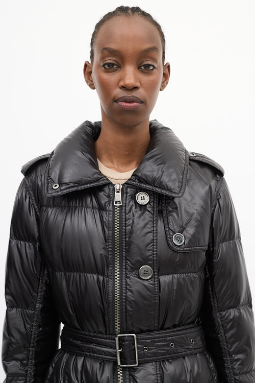 Burberry Brit Black Nylon Belted Down Puffer Coat