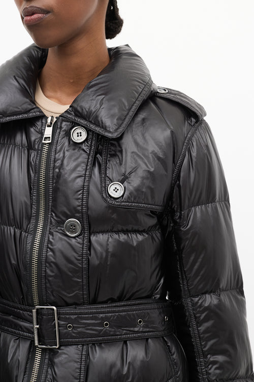 Burberry Brit Black Nylon Belted Down Puffer Coat