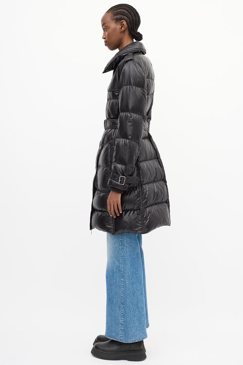 Burberry Brit Black Nylon Belted Down Puffer Coat