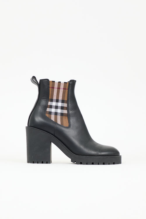Burberry Leather Check Chelsea Boot