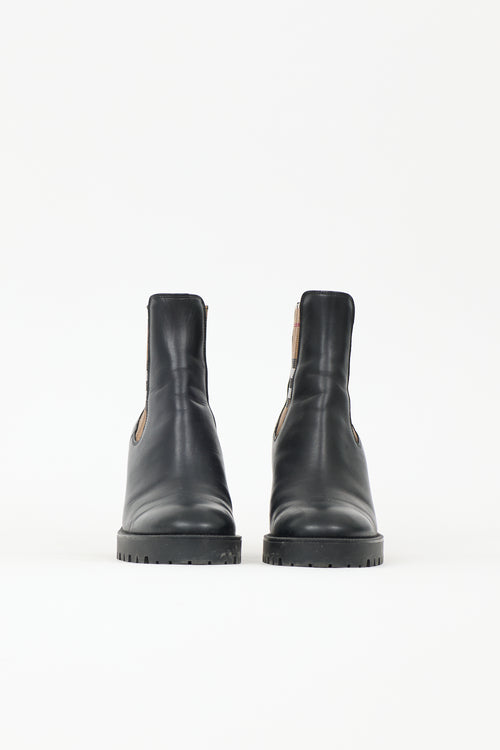 Burberry Leather Check Chelsea Boot