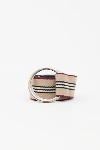 Burberry Striped Oversized Buckle Belt