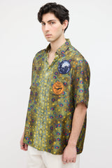 Burberry Green & Multi Silk Printed Shirt
