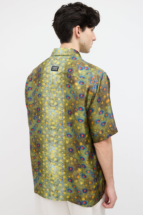 Burberry Green & Multi Silk Printed Shirt