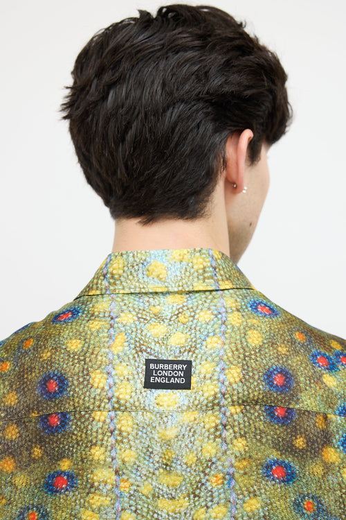 Burberry Green & Multi Silk Printed Shirt