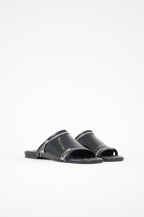 Burberry Leather Zip Slide