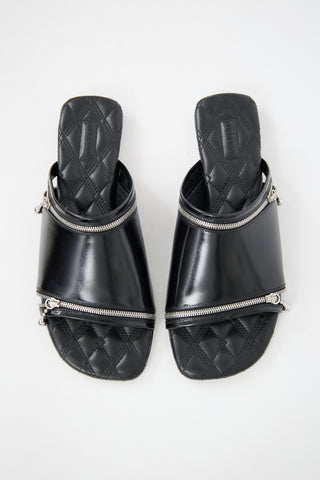Burberry Leather Zip Slide