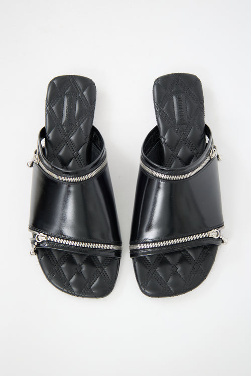 Burberry Leather Zip Slide