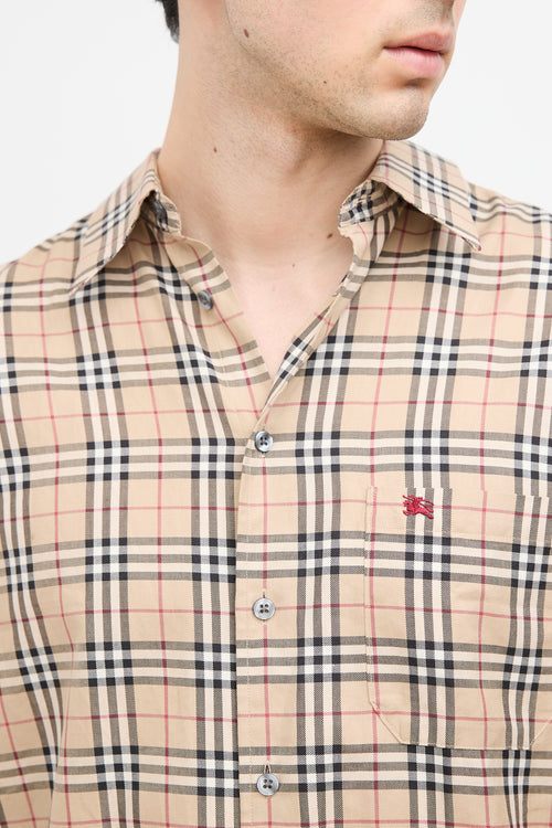 Burberry Beige Vintage Check Short Sleeve Shirt