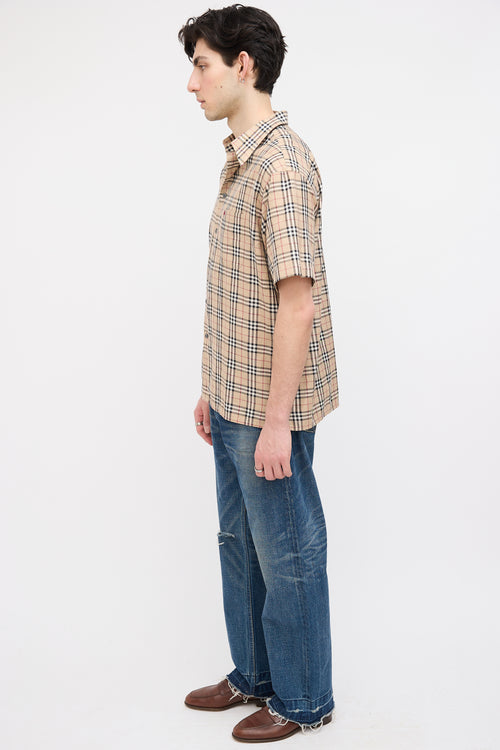 Burberry Beige Vintage Check Short Sleeve Shirt