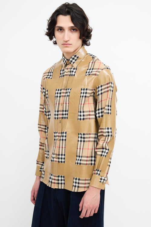 Burberry Brown House Check Tape Shirt