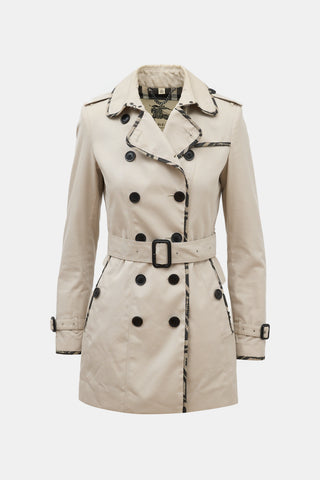 Burberry Check Trimmed Trench Coat