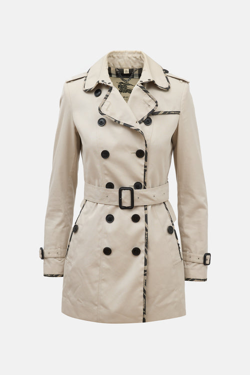 Burberry Check Trimmed Trench Coat