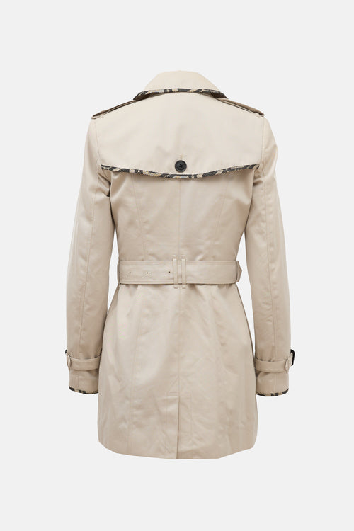 Burberry Check Trimmed Trench Coat